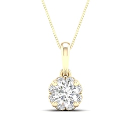 Canadian Certified Centre Diamond 0.50 CT. T.W. Scallop Frame Flower Pendant in 14K Gold (I/I2)