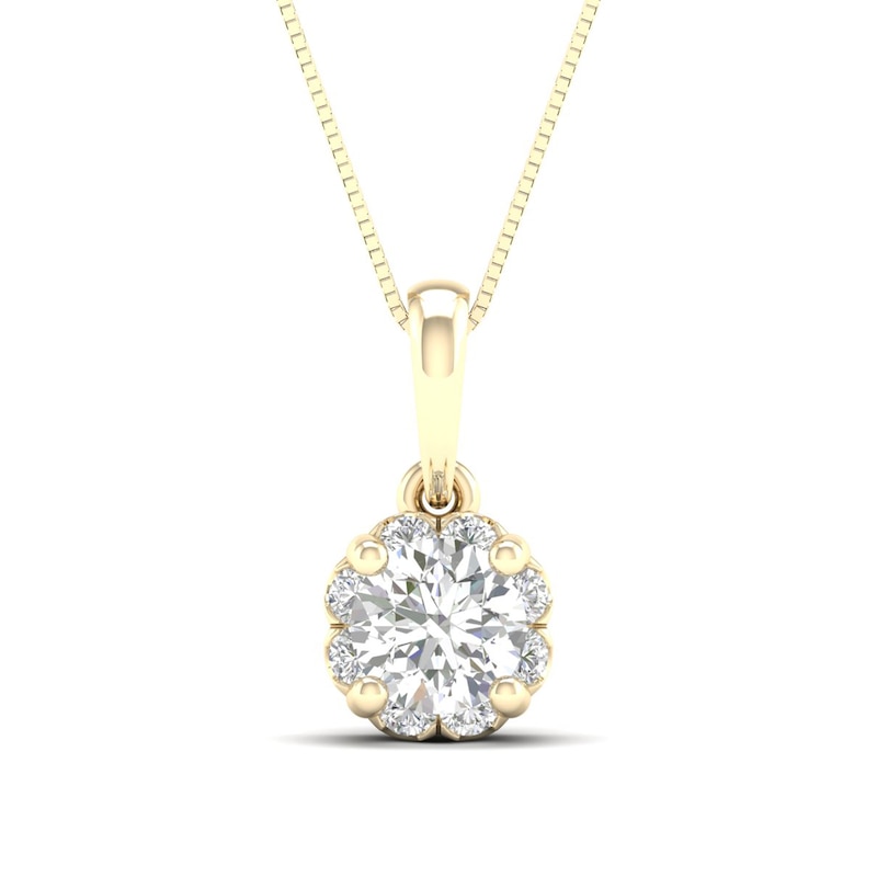 Main Image 1 of Canadian Certified Centre Diamond 0.50 CT. T.W. Scallop Frame Flower Pendant in 14K Gold (I/I2)