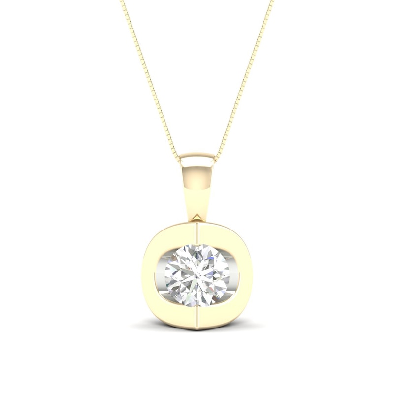 Main Image 1 of 0.50 CT. Canadian Certified Diamond Solitaire Tension-Set Pendant in 14K Gold (I/I2) - 17"