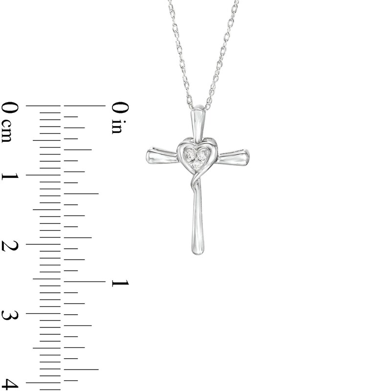 Diamond Accent Miracle Heart Cross Pendant in Sterling Silver