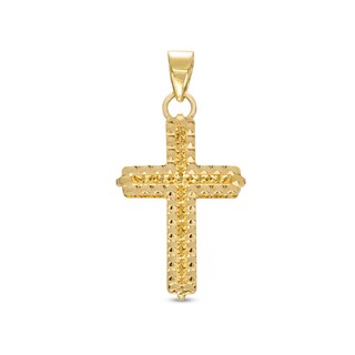Diamond-Cut Circles Cross Charm in 14K Gold