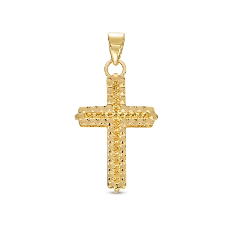 Diamond-Cut Circles Cross Charm in 14K Gold|Peoples Jewellers