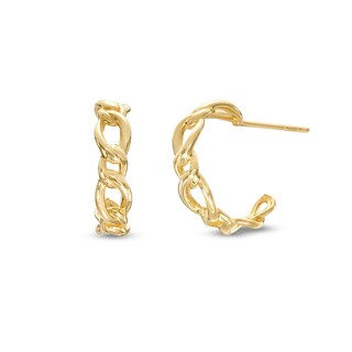 13.6mm Figaro Chain Half Hoop Earrings in 10K Gold