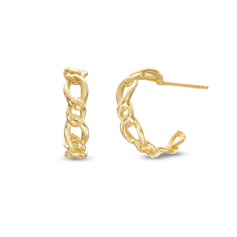 13.6mm Figaro Chain Half Hoop Earrings in 10K Gold|Peoples Jewellers