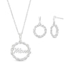 Thumbnail Image 0 of Circle of Gratitude® Collection 0.15 CT. T.W. Diamond "Mom" Twist Pendant and Drop Earrings Set in Sterling Silver