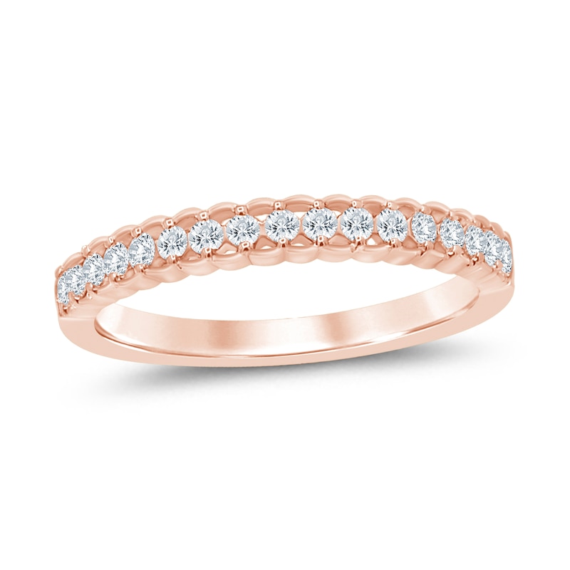 Main Image 1 of 0.23 CT. T.W. Diamond Lattice-Style Stackable Band in 10K Rose Gold