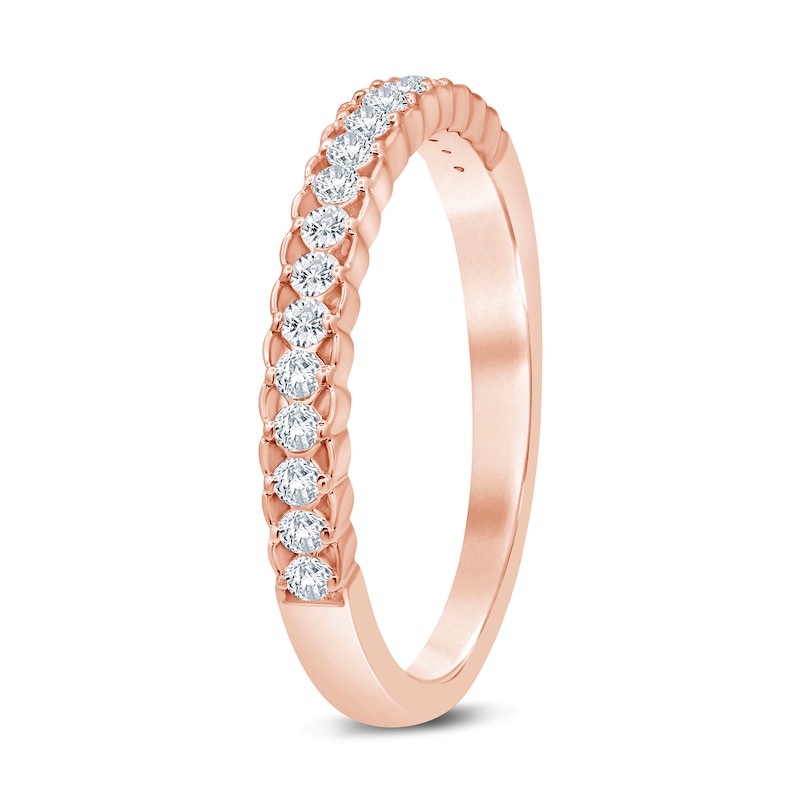 Main Image 2 of 0.23 CT. T.W. Diamond Lattice-Style Stackable Band in 10K Rose Gold