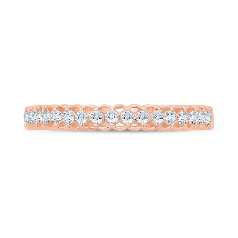 Main Image 4 of 0.23 CT. T.W. Diamond Lattice-Style Stackable Band in 10K Rose Gold