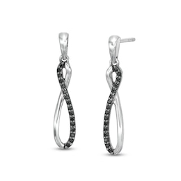 0.15 CT. T.W. Black Diamond Elongated Infinity Drop Earrings in Sterling Silver