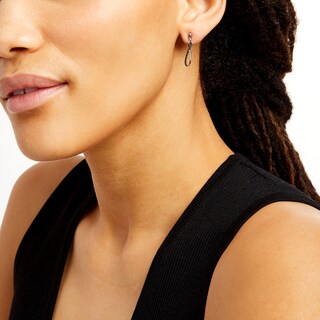 0.15 CT. T.W. Black Diamond Elongated Infinity Drop Earrings in Sterling Silver