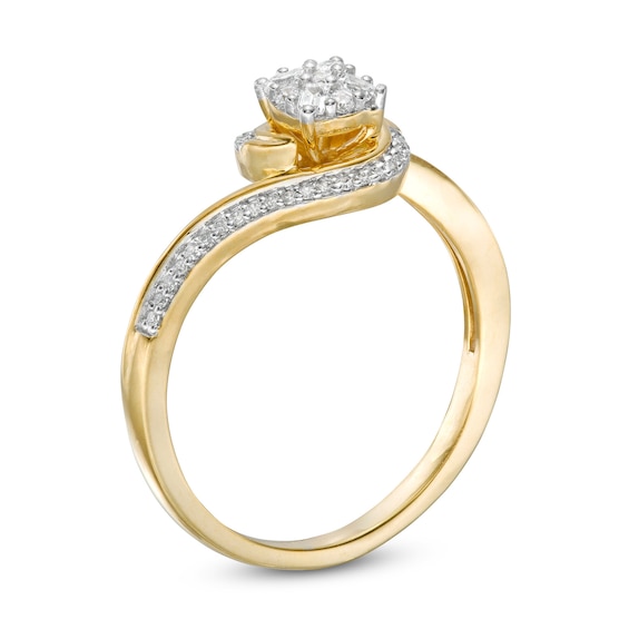 0.20 CT. T.W. Multi-Diamond Bypass Promise Ring in 10K Gold