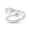 Thumbnail Image 0 of Cultured Freshwater Pearl and White Lab-Created Sapphire Rope Wrap Ring in Sterling Silver - Size 7