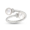 Thumbnail Image 1 of Freshwater Cultured Pearl and White Lab-Created Sapphire Rope Wrap Ring in Sterling Silver-Size 7