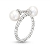 Thumbnail Image 3 of Freshwater Cultured Pearl and White Lab-Created Sapphire Rope Wrap Ring in Sterling Silver-Size 7