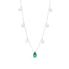 Thumbnail Image 1 of Pear-Shaped Lab-Created Emerald and 5.0-5.5mm Freshwater Cultured Pearl Station Necklace in Sterling Silver