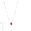 Thumbnail Image 3 of Marquise Lab-Created Ruby and Oval Cultured Freshwater Pearl Station Necklace in Sterling Silver