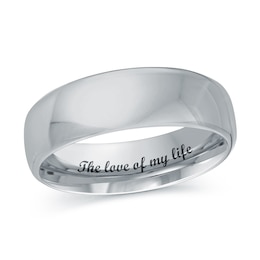 Men's 5.5mm Engravable Euro Comfort Fit Wedding Band in 14K White Gold (1 Line)