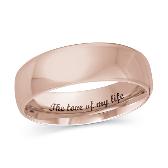 Men's 5.5mm Engravable Euro Comfort Fit Wedding Band in 14K Rose Gold (1 Line)