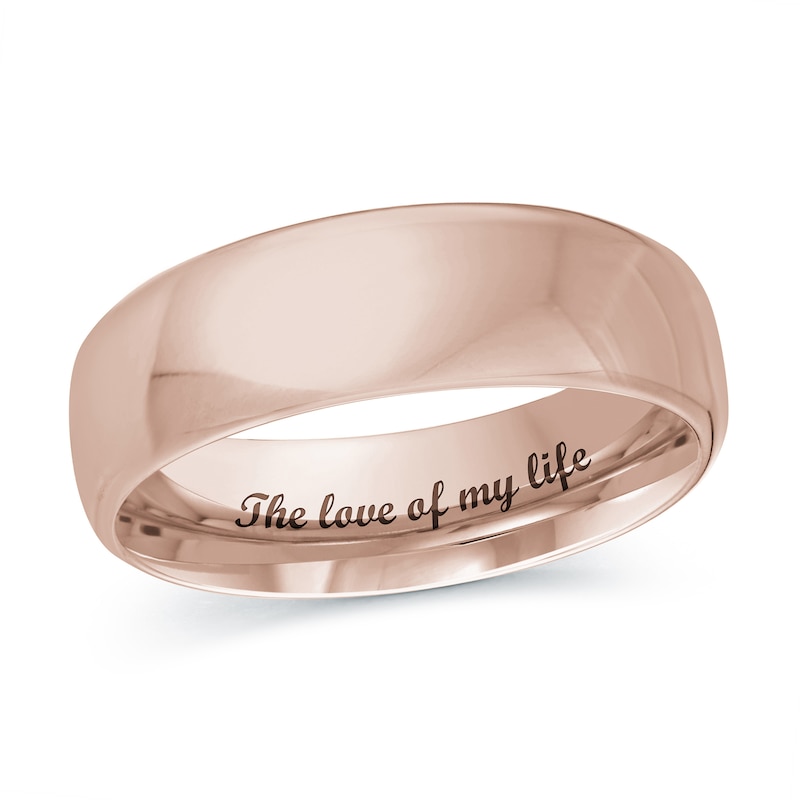 Men's 5.5mm Engravable Euro Comfort Fit Wedding Band in 14K Rose Gold (1 Line)|Peoples Jewellers