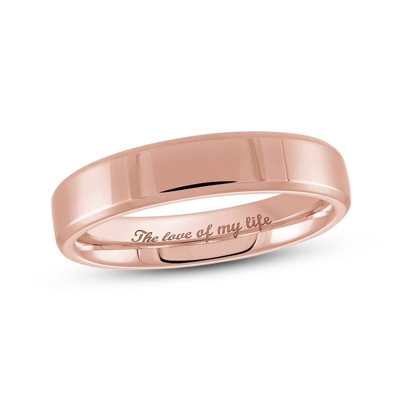 4.0mm Engravable Bevelled Edge Wedding Band in 14K Rose Gold (1 Finish and Line)|Peoples Jewellers