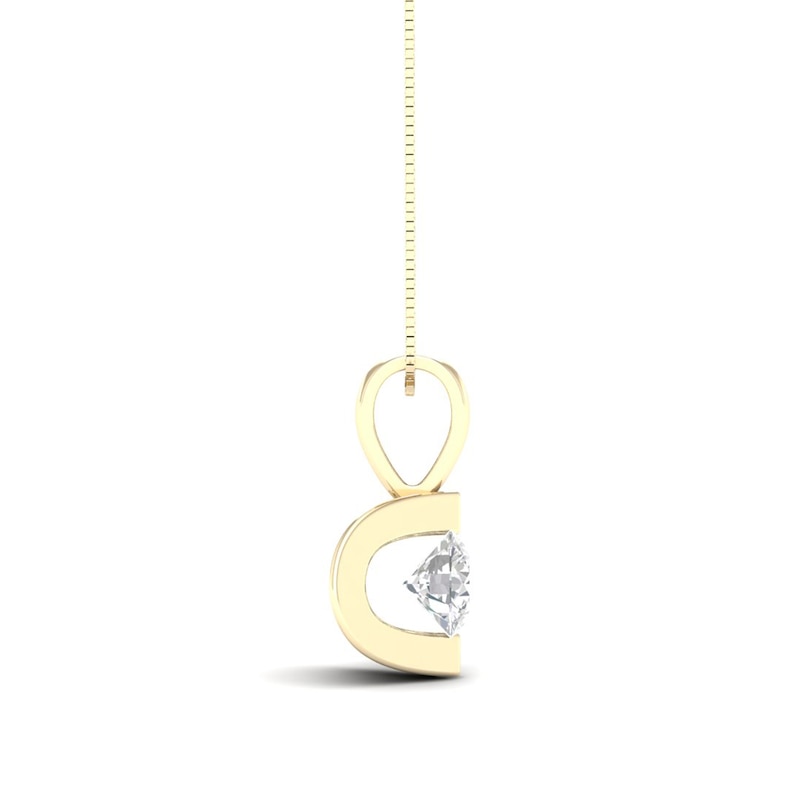 Main Image 2 of 0.10 CT. Canadian Certified Diamond Solitaire Tension-Set Pendant in 14K Gold (I/I2) - 17"