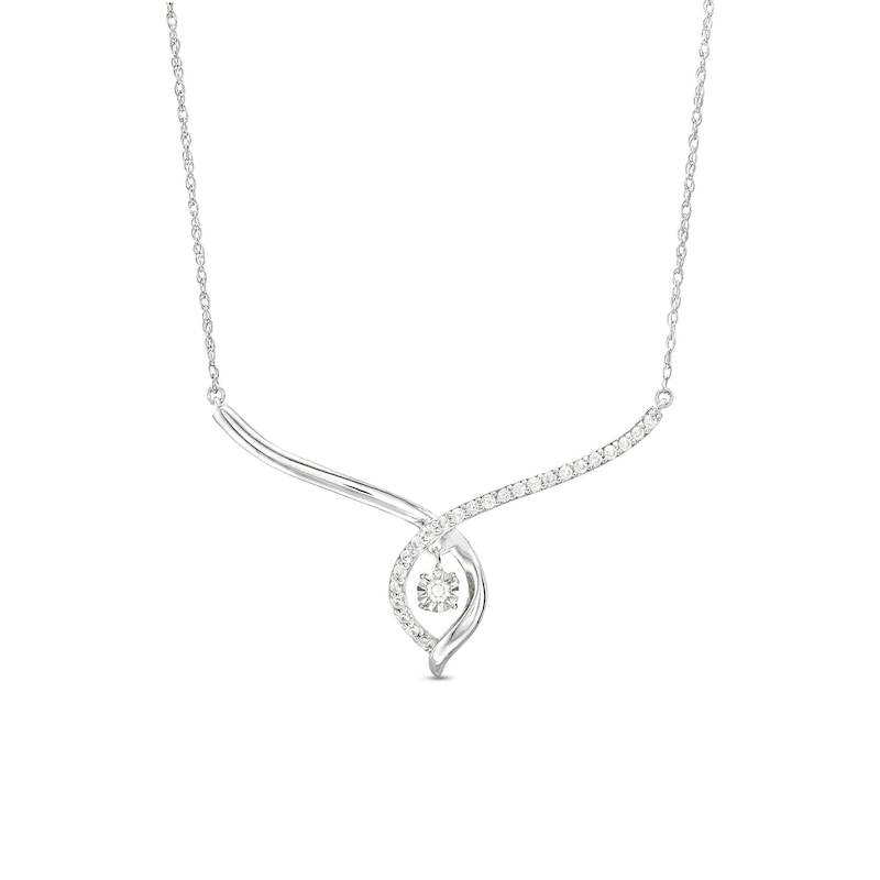 Unstoppable Love™ 0.20 CT. T.W. Diamond Dangle Flame Twist Necklace in Sterling Silver|Peoples Jewellers