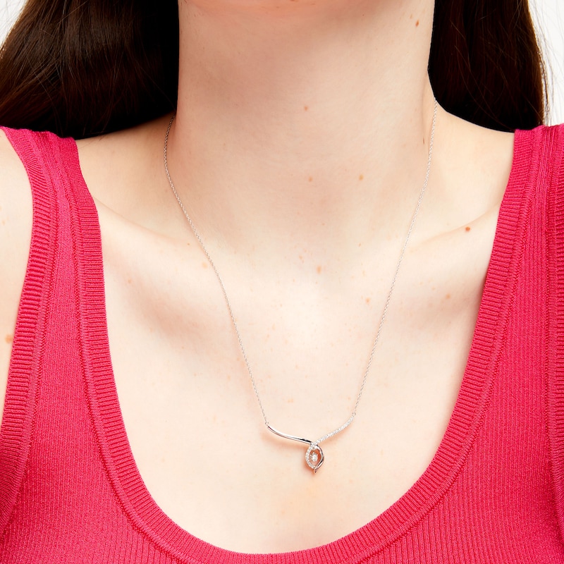 Main Image 2 of Unstoppable Love™ 0.20 CT. T.W. Diamond Dangle Flame Twist Necklace in Sterling Silver