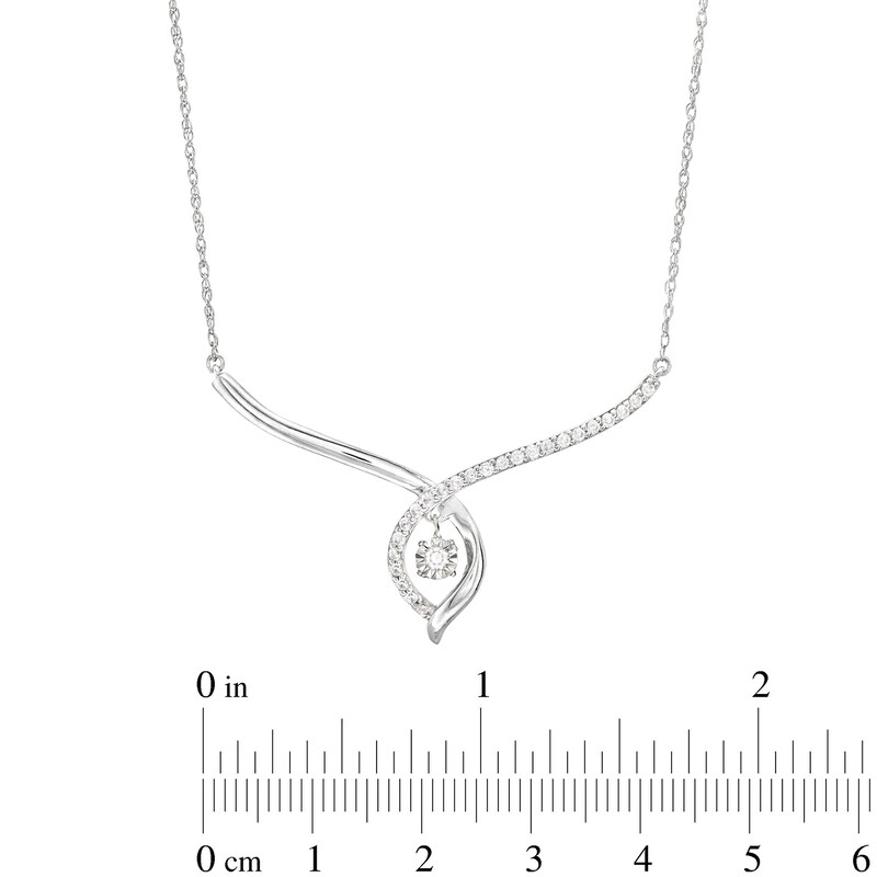 Main Image 3 of Unstoppable Love™ 0.20 CT. T.W. Diamond Dangle Flame Twist Necklace in Sterling Silver
