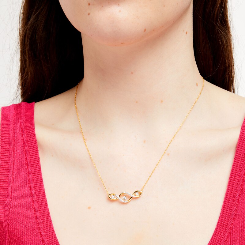 Main Image 2 of Unstoppable Love™ 0.15 CT. T.W. Diamond Dangle Cascading Necklace in 10K Gold