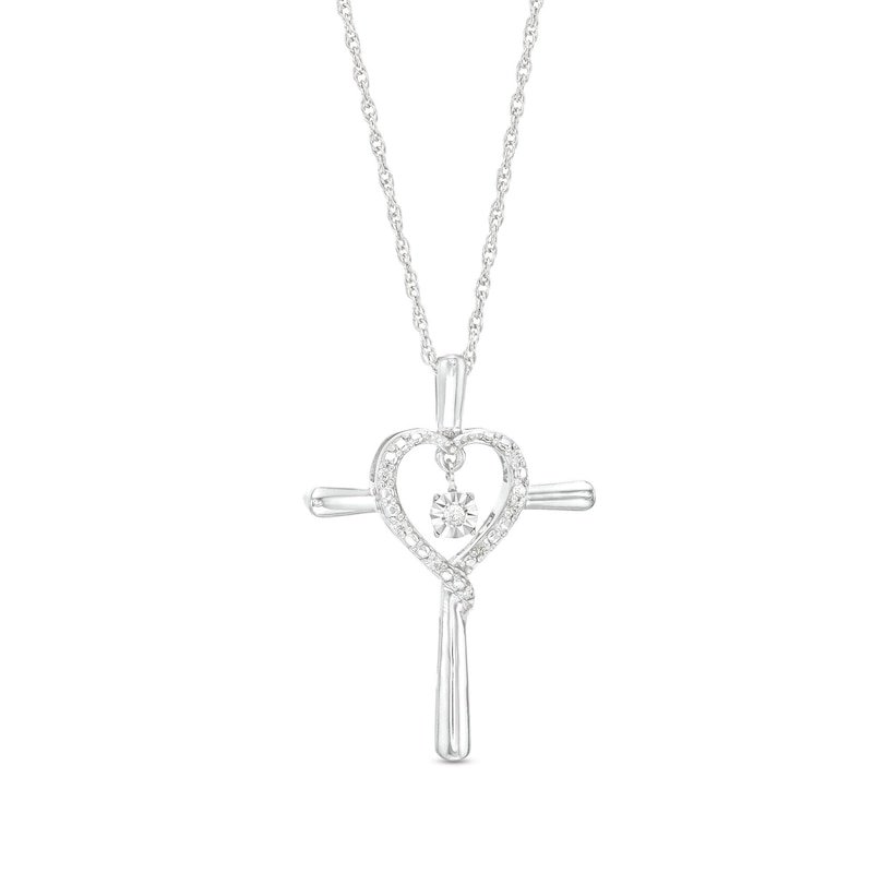 Unstoppable Love™ Diamond Accent Dangle Cross Pendant in Sterling Silver