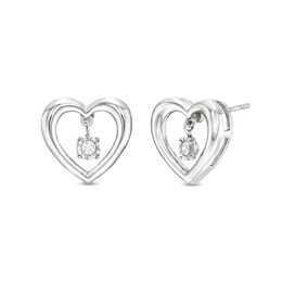 Unstoppable Love™ 0.05 CT. T.W. Diamond Solitaire Dangle Heart Stud Earrings in Sterling Silver