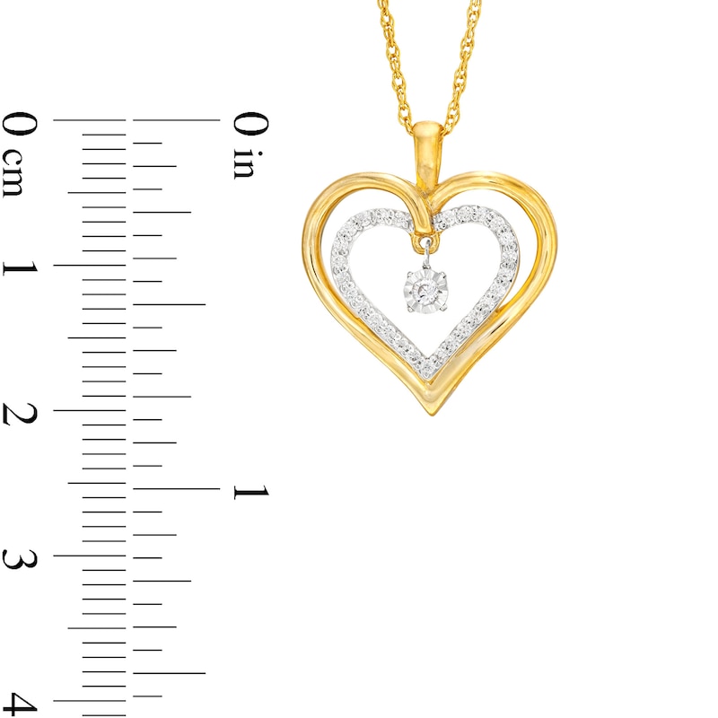 Unstoppable Love™ 0.15 CT. T.W. Diamond Dangle Double Heart Pendant in 10K Gold