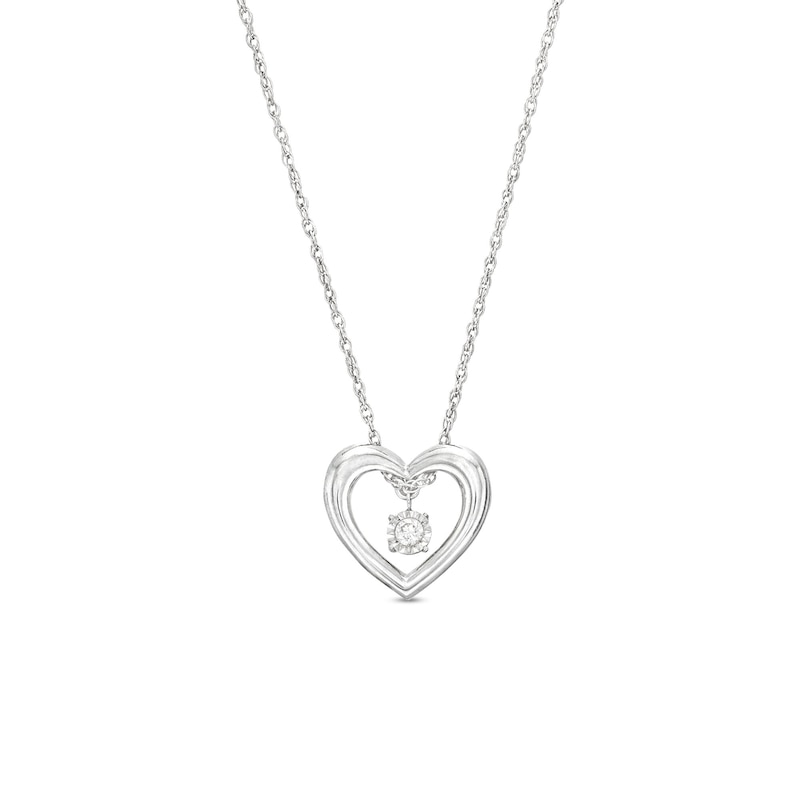 Unstoppable Love™ 0.05 CT. Diamond Solitaire Dangle Heart Pendant in Sterling Silver