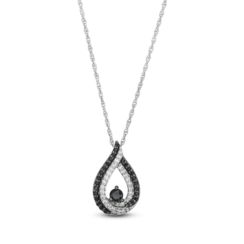 0.30 CT. T.W. Black and White Diamond Double Row Teardrop Pendant in Sterling Silver|Peoples Jewellers