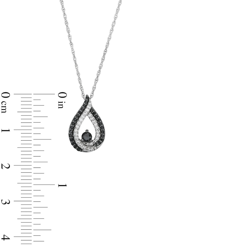 0.30 CT. T.W. Black and White Diamond Double Row Teardrop Pendant in Sterling Silver