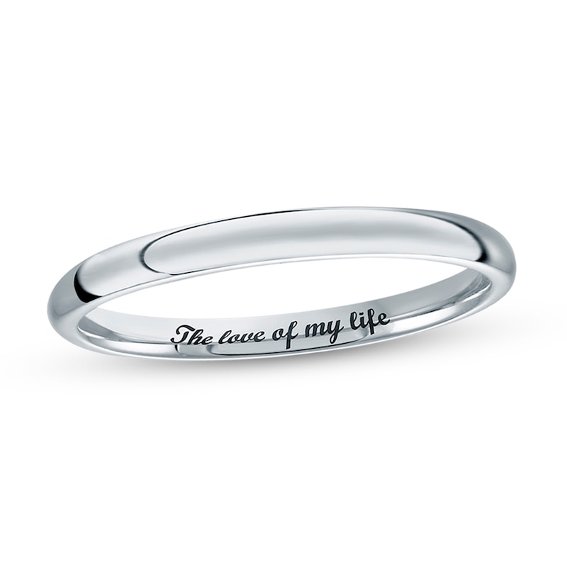 2.0mm Engravable Comfort-Fit Wedding Band in 14K White Gold (1 Finish and Line)