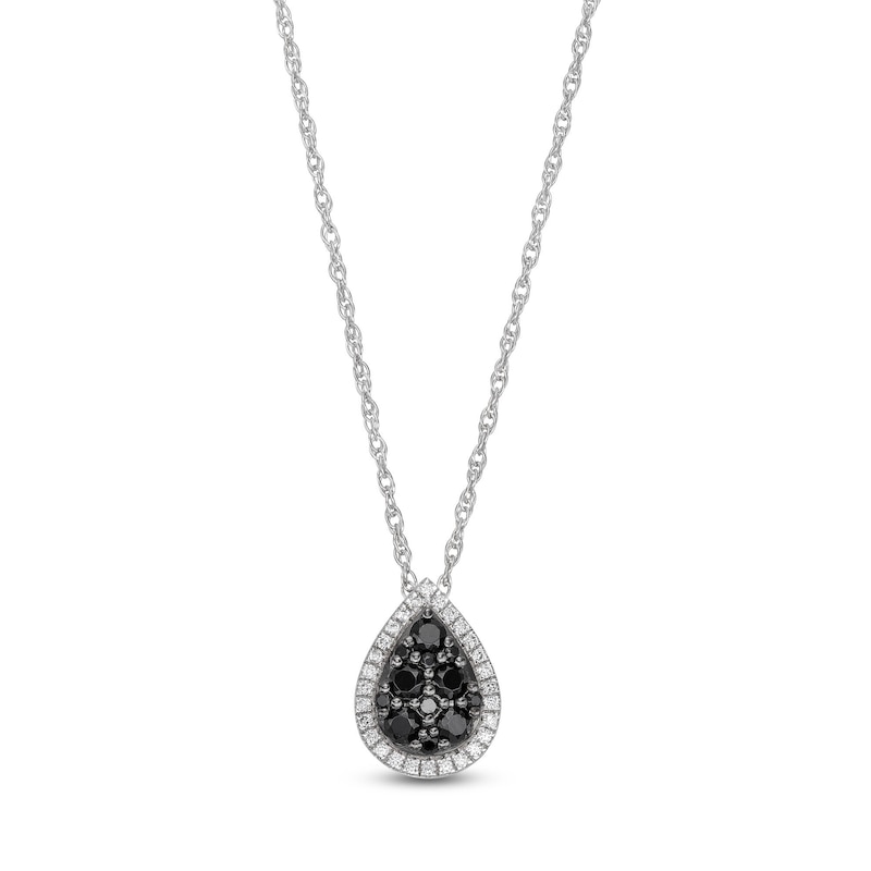 0.30 CT. T.W. Black and White Multi-Diamond Teardrop Pendant in Sterling Silver