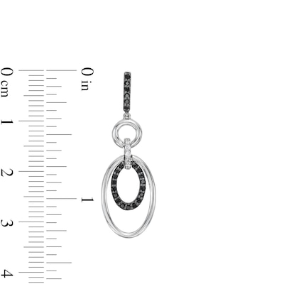 0.30 CT. T.W. Black and White Diamond Oval Drop Earrings in Sterling Silver
