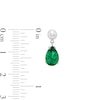 Thumbnail Image 2 of Pear-Shaped Lab-Created Emerald and Cultured Freshwater Pearl Drop Earrings in Sterling Silver