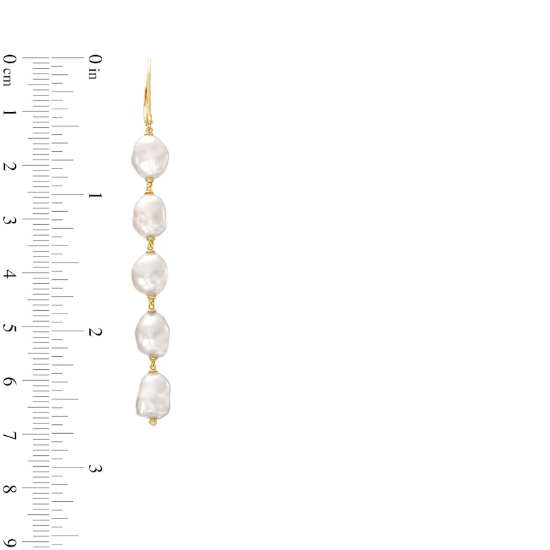Main Image 3 of Baroque Freshwater Cultured Pearl Dangle Drop Earrings in 10K Gold