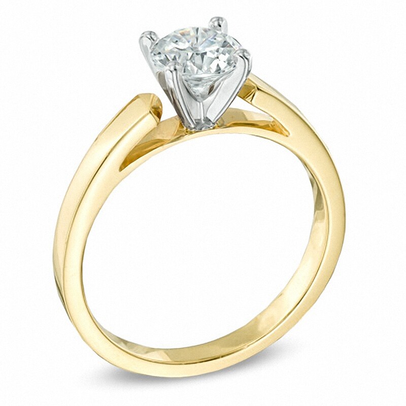 Main Image 2 of Previously Owned - 1.00 CT. Diamond Solitaire Crown Royal Engagement Ring in 14K Gold (J/I2)