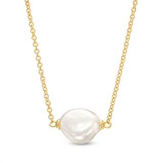 10.0mm Baroque Freshwater Cultured Pearl Necklace in 10K Gold