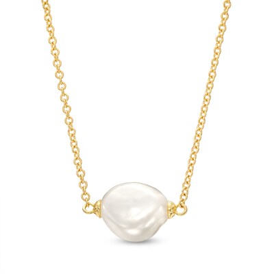 10.0mm Baroque Freshwater Cultured Pearl Necklace in 10K Gold