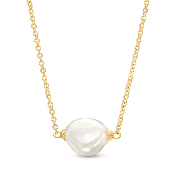 10.0mm Baroque Freshwater Cultured Pearl Necklace in 10K Gold