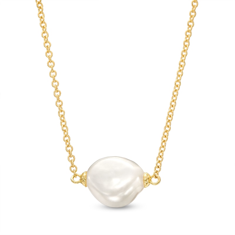 Main Image 1 of 10.0mm Baroque Freshwater Cultured Pearl Necklace in 10K Gold