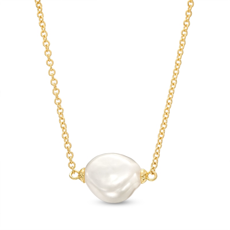 10.0mm Baroque Cultured Freshwater Pearl Necklace in 10K Gold|Peoples Jewellers