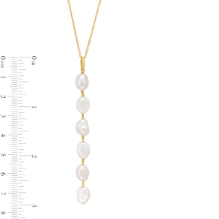 6.0-7.0mm Baroque Freshwater Cultured Pearl Dangle Drop Pendant in 10K Gold