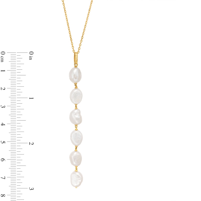 6.0-7.0mm Baroque Freshwater Cultured Pearl Dangle Drop Pendant in 10K Gold