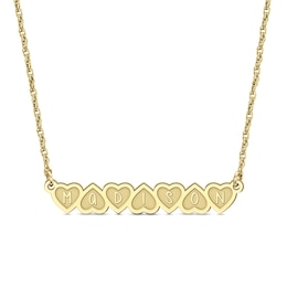Engravable Alternating Hearts Bar Necklace (1 Line)