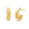 Thumbnail Image 1 of Criss-Cross 10.0mm Oval J-Hoop Earrings in 14K Gold